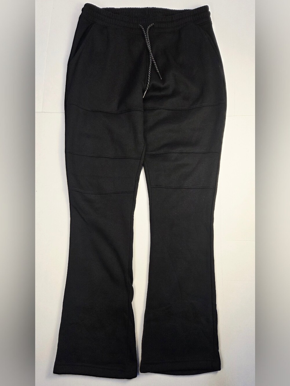 South Pole Black Fleece Flare Pants with Drawstring